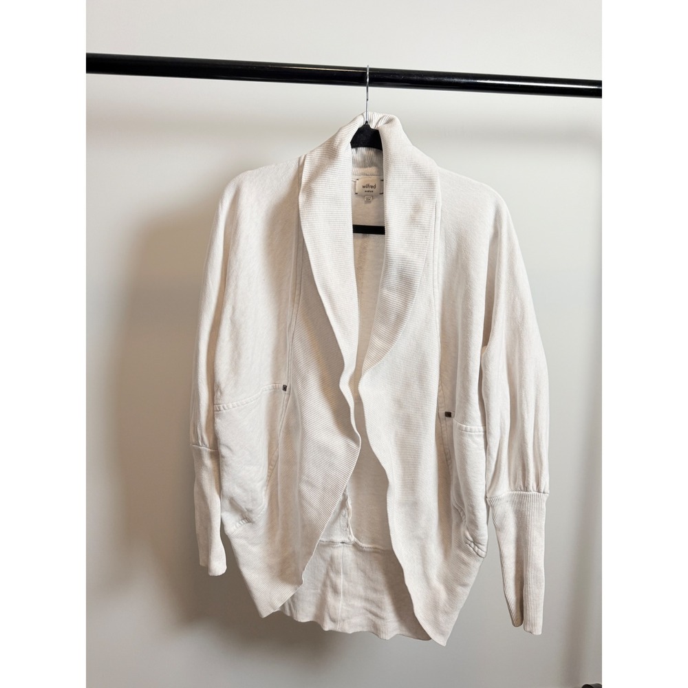 Wilfred Free Aritzia White Cocoon Cardigan Shawl Collar Dolman Sleeve Medium